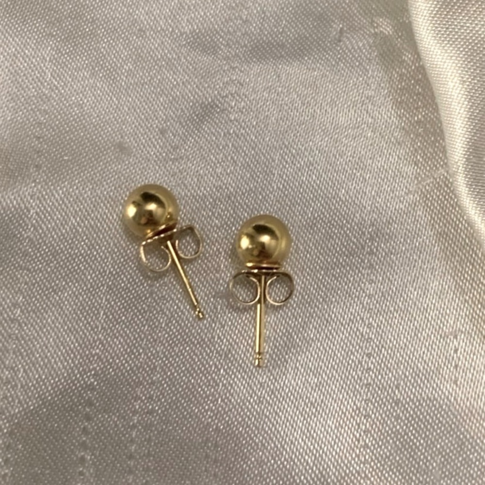 VINTAGE 1990’s 14K 14KT Solid Yellow Gold Mini Round Stud Earrings 0.65 GRAMS